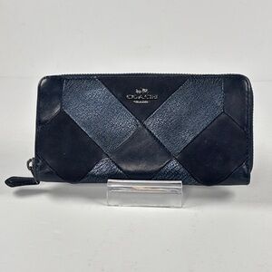Coach Navy and Black Patchwork corner zip long Wallet